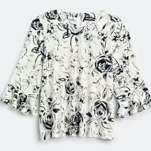 Karl Lagerfeld Floral Print Women's Top - Black and White